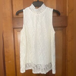 Cable & Gauge Lace Sleeveless Blouse Womens Size Medium White Layers‎ Dainty Top